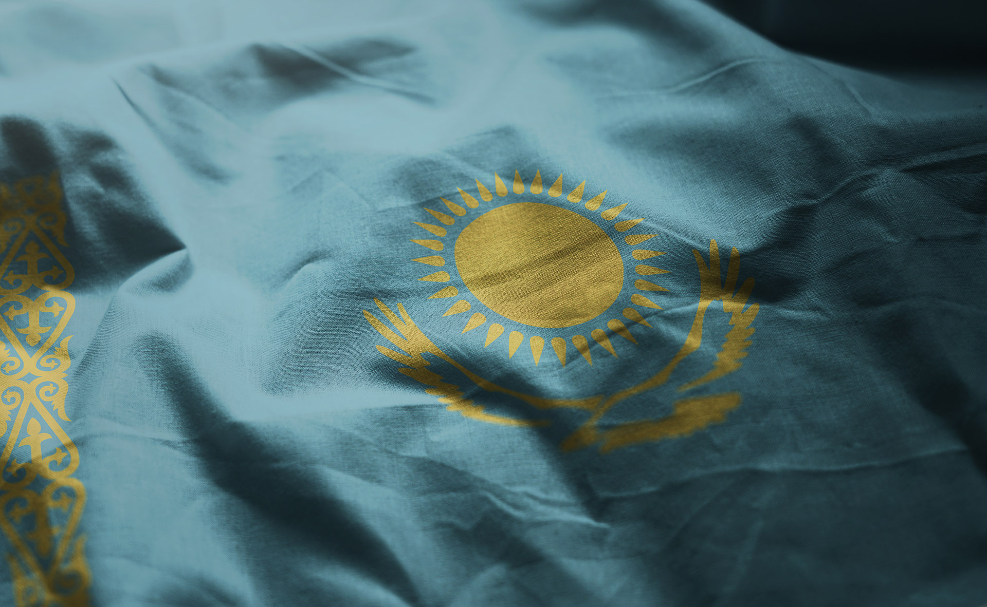 Kazakhstan Flag Rumpled Close Up