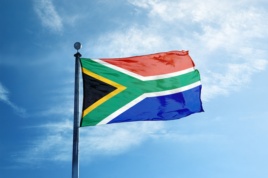 South Africa flag on the mast